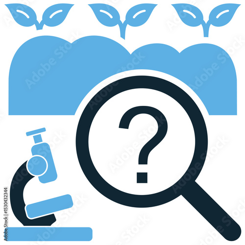 Soil research icon for scientific studies, agricultural analysis, and soil management. Useful in educational materials, environmental reports, and agricultural technology focused on land health.