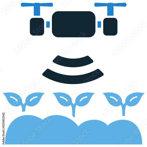 Farming drone icon for modern agriculture and smart farming applications. Perfect for illustrating technology in farming, crop monitoring, and agricultural innovation.