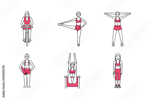 Women s Fitness Vector Set with Exercises