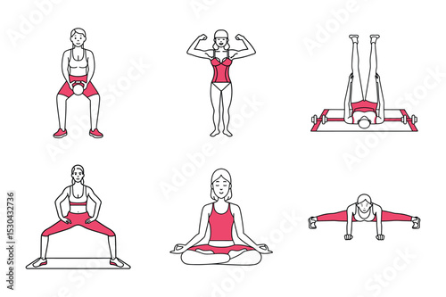 Women s Fitness Vector Set with Exercises