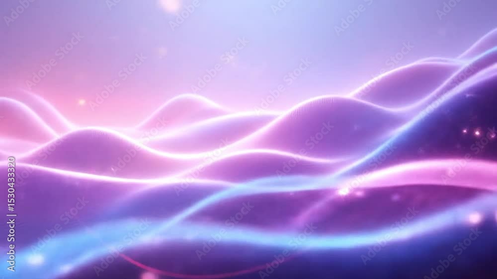 Futuristic abstract shimmer lines forming wave patterns, gradient tech glow