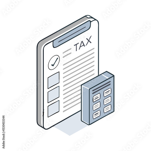 Tax Form Document Icon for Accounting Websites, Financial Planning, Tax Preparation Services, Bookkeeping Applications, and Business Documentation Resources