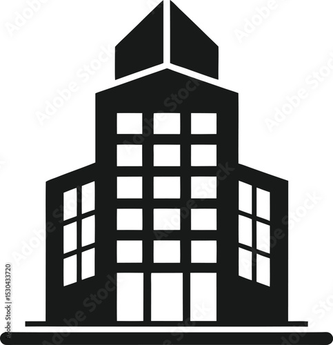 Office Building Silhouette: Corporate Icon

