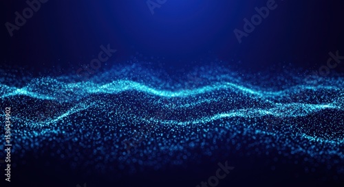 Abstract blue particle wave background