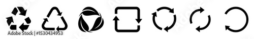 Set of recycling icons. Recycle symbol collection. Perfect for eco friendly design, sustainability, waste management, circular economy, and renewable process. Icons, vector.