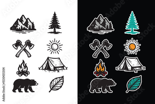 camping icon vintage