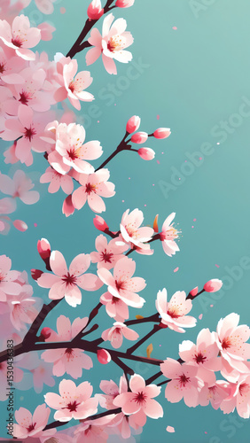 close up cherry blossoms on a tranquil springtime backdrop