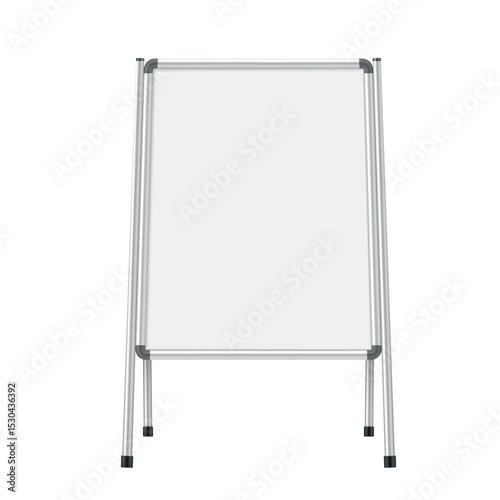Empty whiteboard set against a clean white background ready for notes and presentations in a professional or educational environment