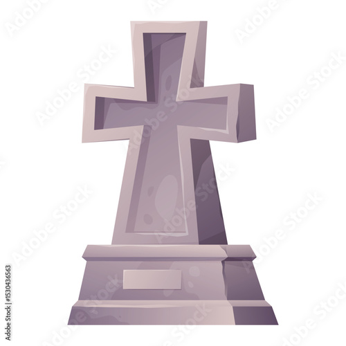 Illustration of a grave cross on a white background, suitable for use in memorial compositions or decorative elements of various projects.