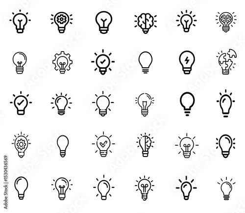 Light Bulb Icons Collection – Innovation, Idea, Energy Concepts