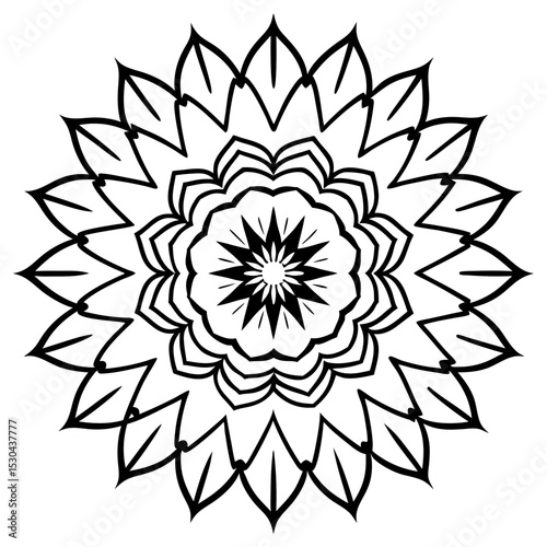 Feathered Mandala Vector on White Background