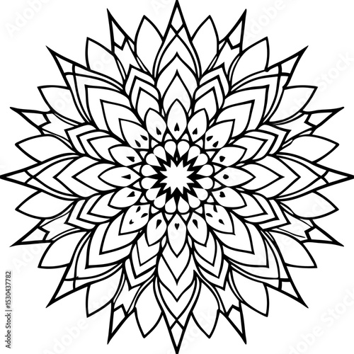 Feathered Mandala Vector on White Background