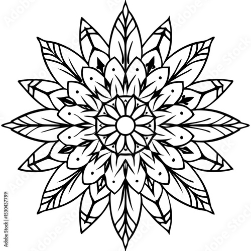 Feathered Mandala Vector on White Background