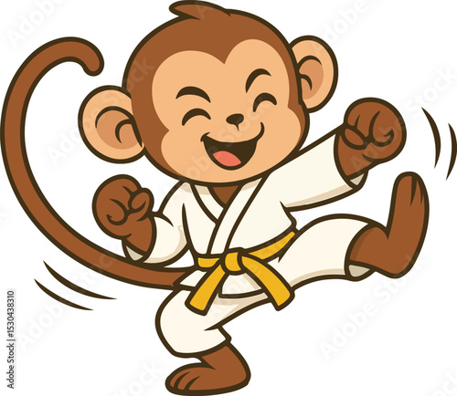 Happy Karate Monkey logo mascot karate martial arts 