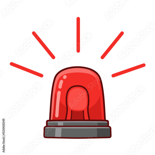Red Emergency siren icon with exclamation point symbol in flat style. Business concept for web, marketing,banner, mobile app and graphic design elements. Police alarm,Medical alert vector illustration