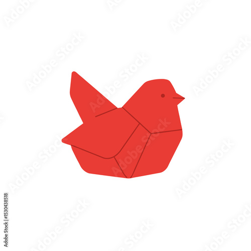 Abstract red bird illustration in flight against a plain white background, ideal for design