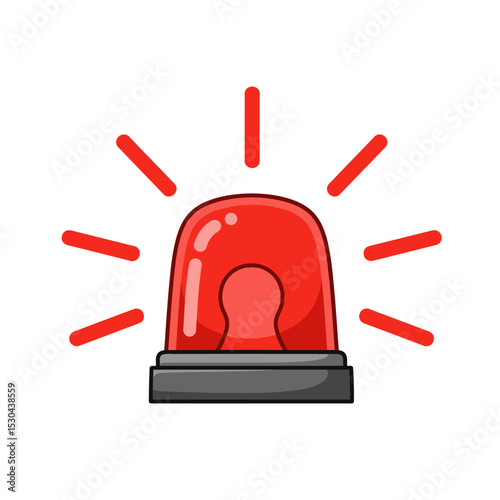 Red Emergency siren icon with exclamation point symbol in flat style. Business concept for web, marketing,banner, mobile app and graphic design elements. Police alarm,Medical alert vector illustration