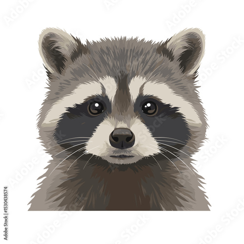 Close-up illustration of a raccoon’s face showcasing its distinctive features and fur