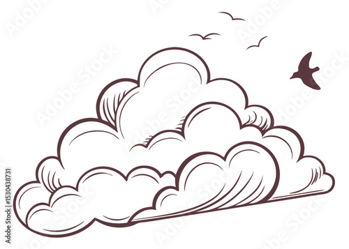 Vector Silhouette of a Cloud Upload Icon Isolated on White Background
