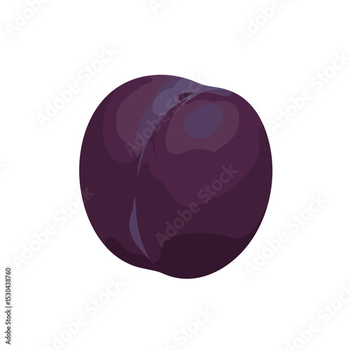 Stylized illustration of a ripe plum with smooth curves and deep purple hues