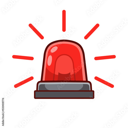 Red Emergency siren icon with exclamation point symbol in flat style. Business concept for web, marketing,banner, mobile app and graphic design elements. Police alarm,Medical alert vector illustration