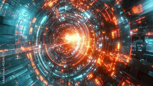 Wallpaper Mural Futuristic big data visualization displaying swirling streams of information and glowing data points, Futuristic big data concept 3D Torontodigital.ca