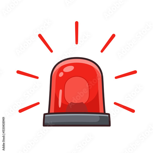 Red Emergency siren icon with exclamation point symbol in flat style. Business concept for web, marketing,banner, mobile app and graphic design elements. Police alarm,Medical alert vector illustration