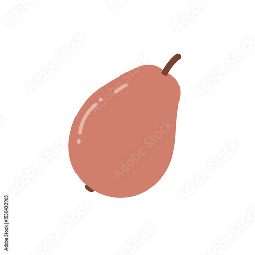 A stylized pear illustration with soft colors, highlighting its shape and texture