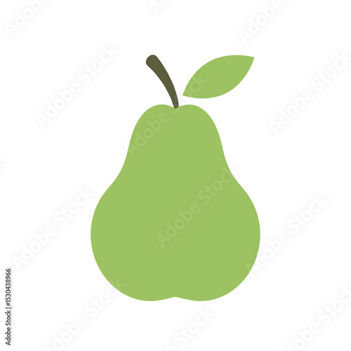 Minimalist illustration of a green pear with soft shading against a white background