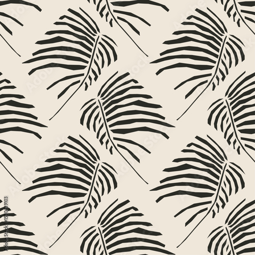 Trendy minimalist seamless botanical pattern with abstract creative hand drawn composition