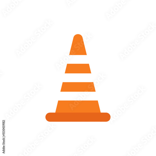 Traffic cone on a road with blurred vehicles in the background during daytime