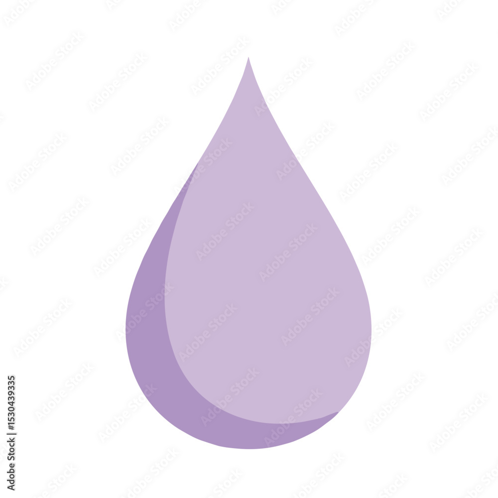 Abstract illustration of a stylized water droplet in soft purple tones on a white background