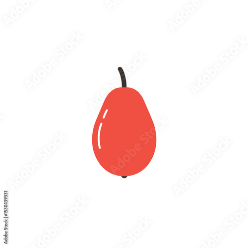 A vibrant pear with a playful design, set against a clean white background, ideal for food-related themes