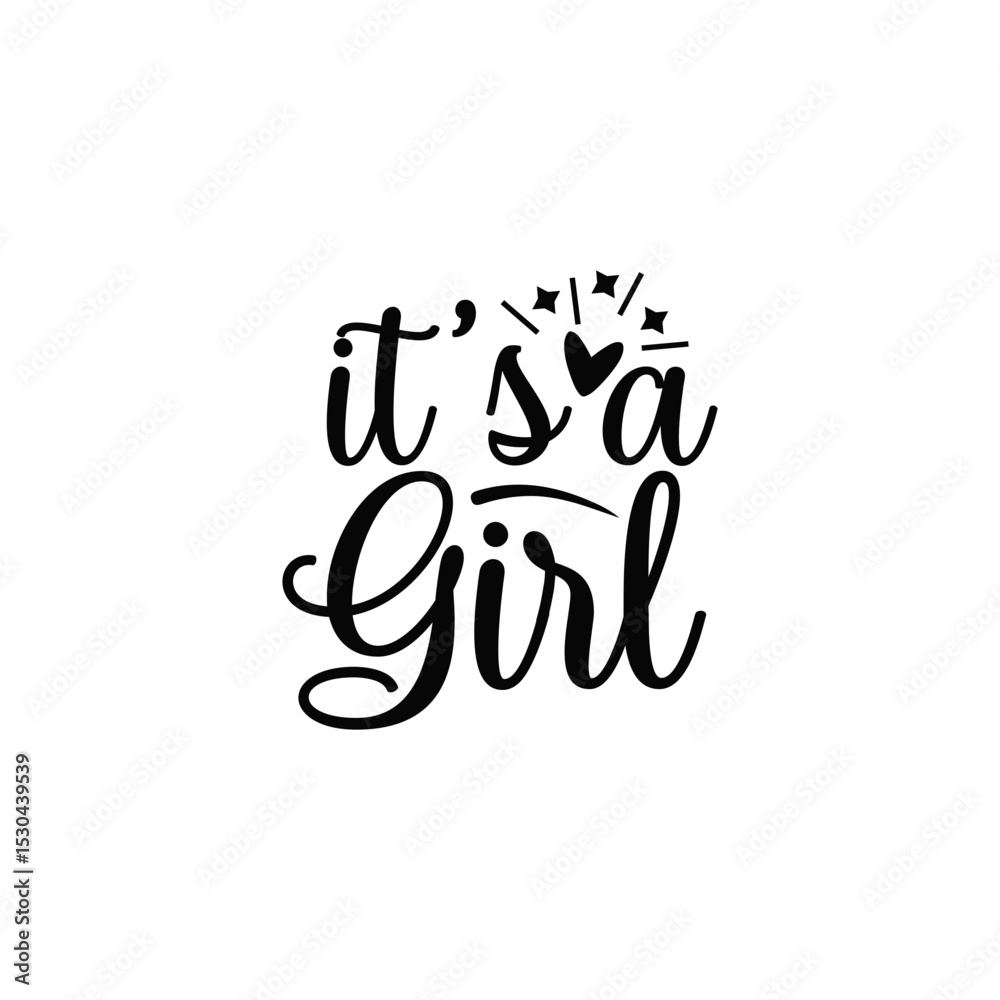 Obraz premium It's A Girl Baby Announcement Design for Gender Reveal and Celebrations