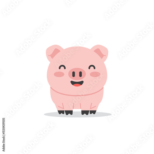 Cute cartoon pig character smiling against a plain white background, ideal for children's media