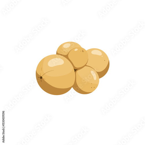 A cluster of round, beige fruits displayed on a white background, ideal for culinary use