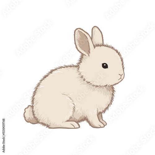 Cute fluffy rabbit sitting calmly against a plain background, perfect for children's themes
