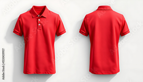 Red cotton casual t-shirt isolated on white, a blank short-sleeve apparel template for fashion design