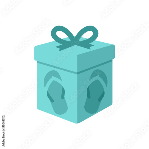 A beautifully wrapped turquoise gift box with decorative ribbons on a festive table