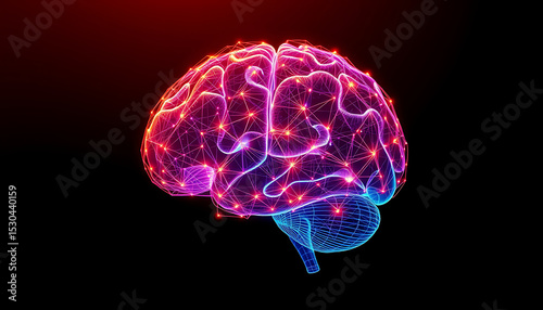 A captivating 3D rendered illustration of the human brain, showcasing its intricate anatomy with a blend of medical science and abstract light, symbolizing intelligence and health