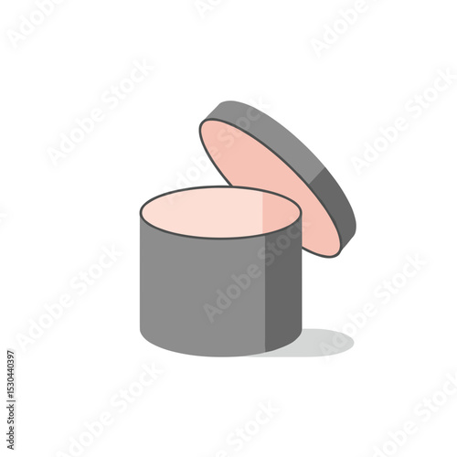 A minimalist illustration of a canister with a lid slightly open, revealing contents inside