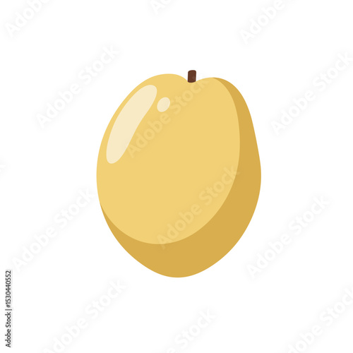 A ripe peach resting on a wooden table with a soft-focus garden background