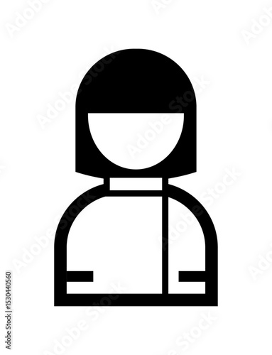 看護師ナースのシンプルなモノクロイラストアイコン