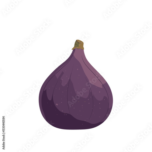 Close-up of a ripe fig with a smooth skin texture against a plain white background