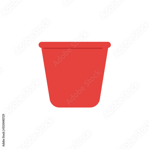 Red paper cup on white background with simple design, ideal for food and beverage imagery