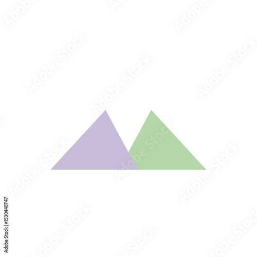Abstract composition of overlapping triangles in soft pastel colors on a white background