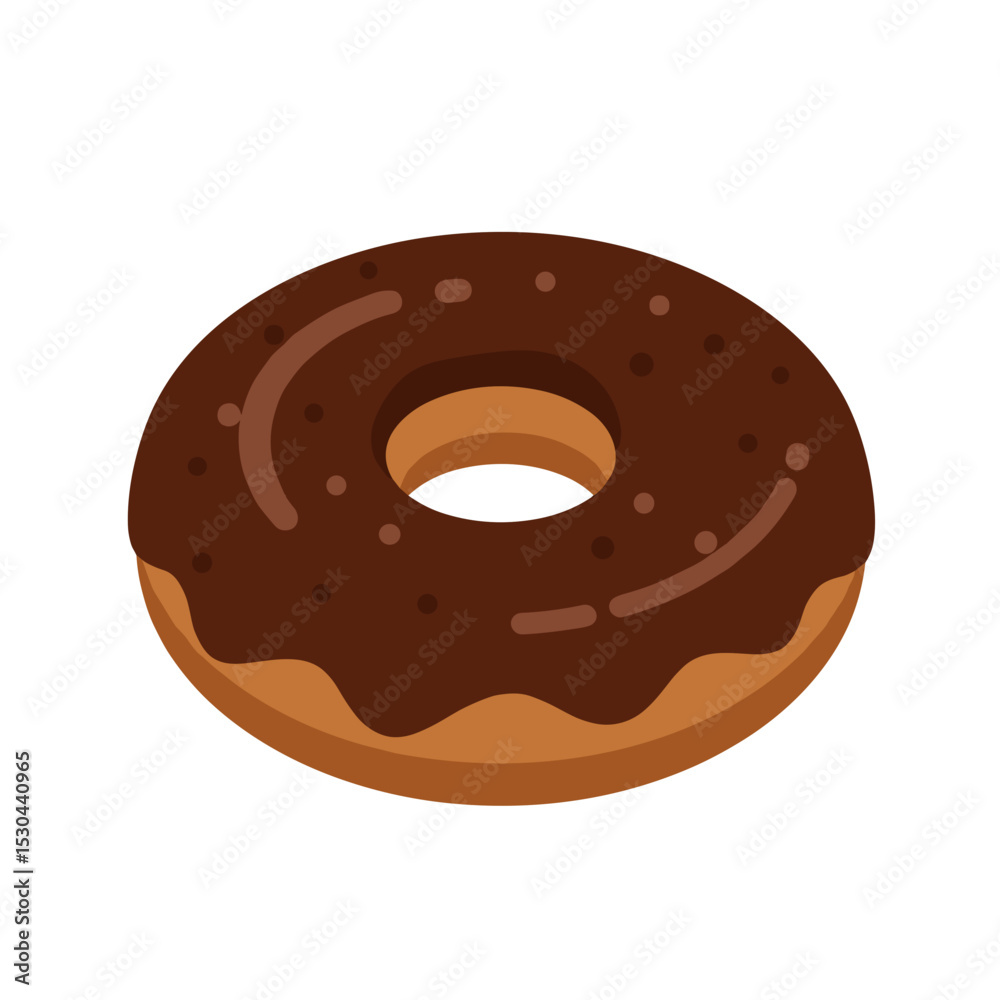 Chocolate glazed donut with sprinkles on a plain white background Chocolate glazed donut with sprinkles on a plain white background