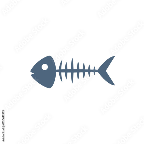 Minimalistic illustration of a fish skeleton on a plain background, suitable for educational use