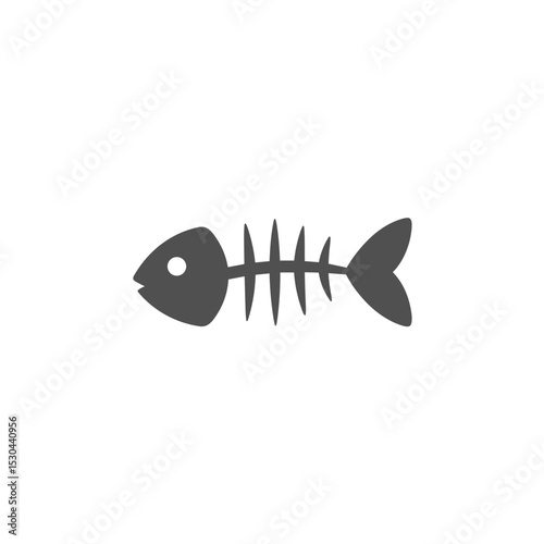 Minimalist illustration of a fish skeleton on a plain background, suitable for educational use