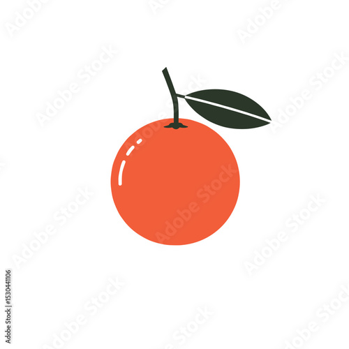 Vibrant orange fruit with green stem against a plain white background, ideal for food themes